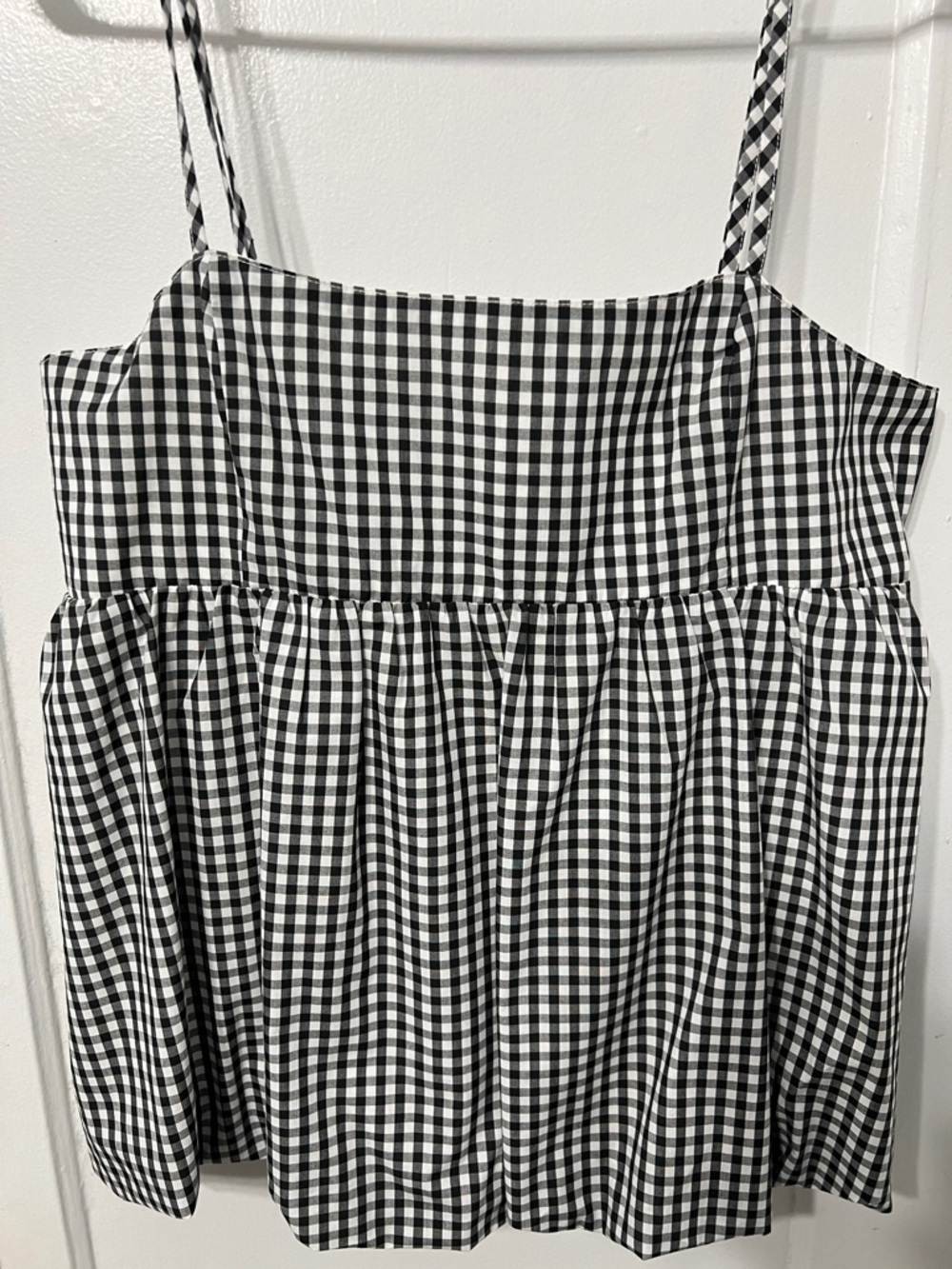 Black & White Gingham Spaghetti Strap Bubble hem top GU NWOT